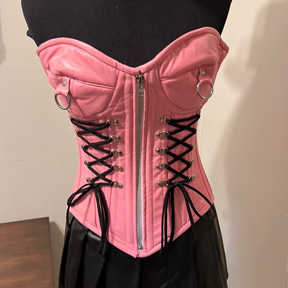 Pink leather corset